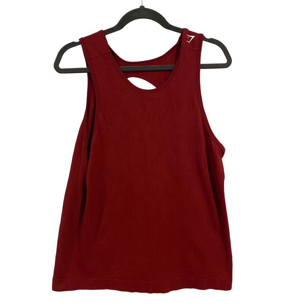 Gymshark‎ Women's Studio Round Neck Sleeveless Plain Burgundy Top Size S